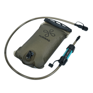 Puribag Adventure Bladder: 2 Liter Hydration Bladder with Filter, hose, and bite valve for portable water purification