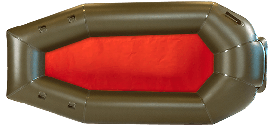 Olive Rapid Raft with a bright interior and sturdy attachment points