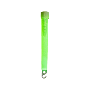 Emergency Chem Light: bright green glow stick with top cap and metal hook for survival gear